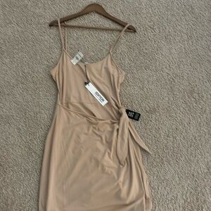Express tan stretch wrap around dress